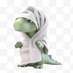 白色浴巾毛巾恐龙可爱立体3d角色