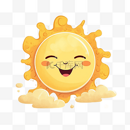 可爱的太阳表情图片_太阳开朗表情插画图片