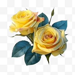 水彩花卉一束花图片_玫瑰黄色花束