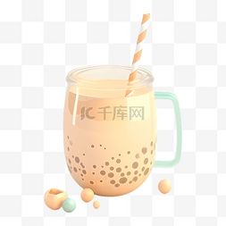 奶茶甜品可爱卡通插画