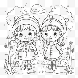 冬天的书图片_免费儿童卡通着色页为孩子们两个