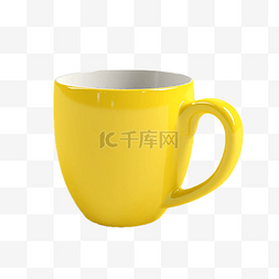 黄色纸杯图片_咖啡杯黄色三维