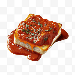 面包裹满番茄酱