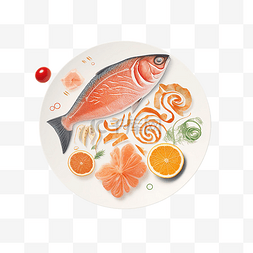 创意食材图片_食物美味鱼插画