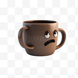 咖啡豆创意杯子图片_咖啡杯棕色撇嘴表情