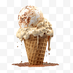 巧克力圆筒冰淇淋图片_食物黄色脆皮雪糕