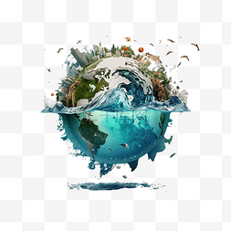 保护环境ps插画图片_海洋日保护地球