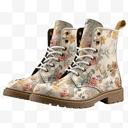 冬季女靴主图图片_马丁靴花卉植物时尚