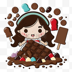 可爱的巧克力豆图片_巧克力可爱女孩图案