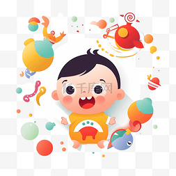 插气球图片_儿童节幼儿插图