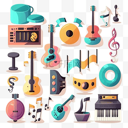 乐器素描图片_音乐艺术乐器符号图标贴纸贴画