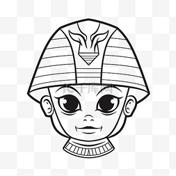埃及卡通风格头部轮廓素描的黑白
