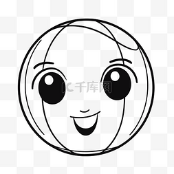 黑白色的球图片_卡通卡通球，带着超大的微笑，眼