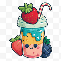 草莓甜筒冰淇淋图片_夏天冰沙草莓图案