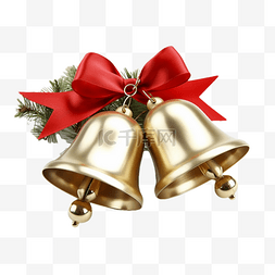平安夜铃铛图片_圣诞节金色铃铛红色挂件装饰真实