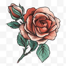 玫瑰红白色复古图案