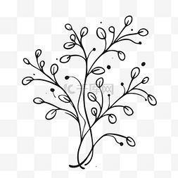 本草纲目插画图片_用花朵轮廓素描画的树枝的花朵 