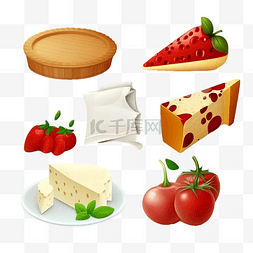草莓奶酪蛋糕图片_3d食物盘子蛋糕番茄立体效果