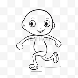 奔跑素描图片_婴儿着色页跑步者着色婴儿轮廓素