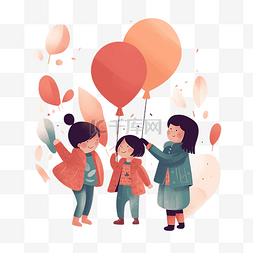 彩色气球卡通图片_儿童节气球卡通人物插画