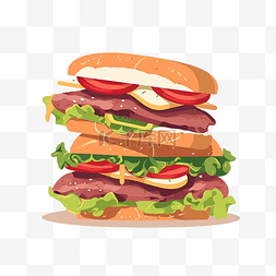 食物双层汉堡插画