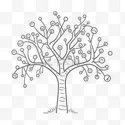 手树树枝图片_涂鸦树绘图轮廓素描 向量