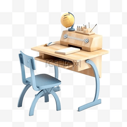 书桌椅子立体插画
