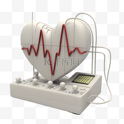 實驗器材图片_心电图仪爱心白色插画