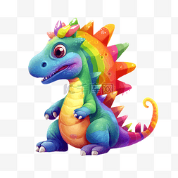 恐龙彩虹卡通立体3d角色建模