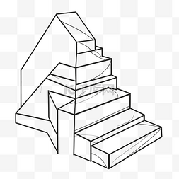 楼梯几何图片_楼梯轮廓草图的几何绘图 向量