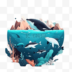 海洋动物植物插画装饰