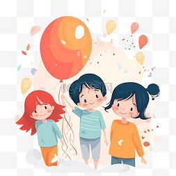 儿童节人物气球插画