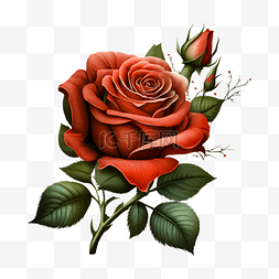 鲜艳的花朵素材图片_玫瑰花红色插画