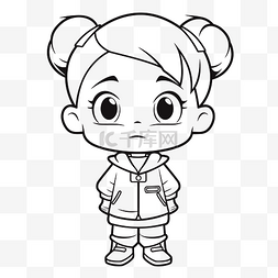 动画手绘图图片_可爱卡通大眼睛大耳朵女孩轮廓素