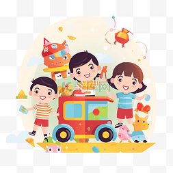 儿童节欢乐人物插图