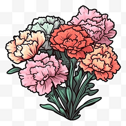 盛开的花朵图片_康乃馨彩色可爱图案