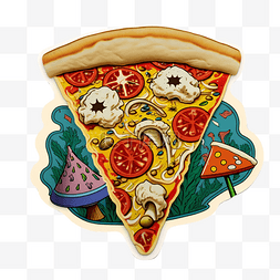 披萨意大利面卡通图片_披萨美食快餐贴纸装饰创意卡通漫