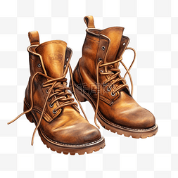 雪地靴插画图片_马丁靴鞋子棕色透明