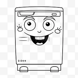 洗碗机操作图片_儿童洗碗机卡通着色页轮廓素描 