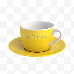 精美咖啡杯图片_咖啡杯黄色盆子