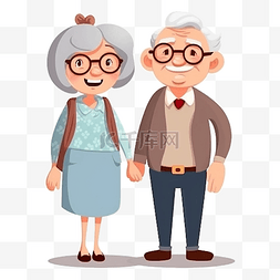 幸福夫妻图片_祖父母日家庭成员卡通