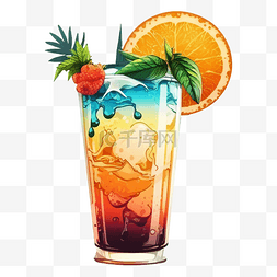 夏天水果橙子冷饮图案