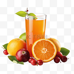 水果鲜榨果汁图片_鲜榨橙汁水果夏日透明