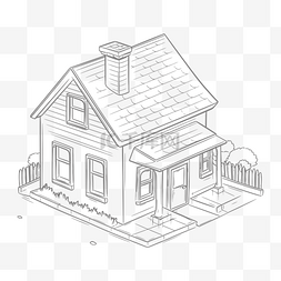 小房子轮廓草图详图 向量
