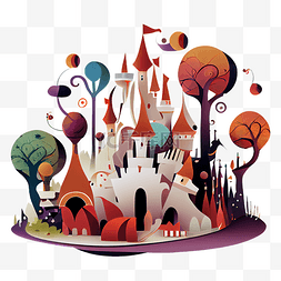 城堡卡通可爱梦幻