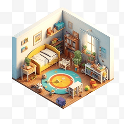 房间地毯家具卡通彩色