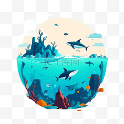 唯美世界海洋日插画