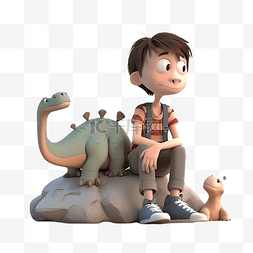 白垩纪恐龙图片_岩石恐龙男孩卡通立体3d可爱角色