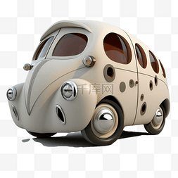 小汽车玩具图片_3d白色褐色的卡通车立体