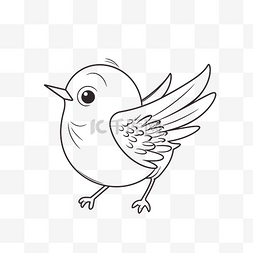 白色的羽毛翅膀图片_带翅膀的小鸟的着色页矢量插图矢
